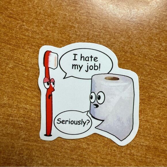 Funny Sticker with Toothbrush and Toilet Paper - Picture 1 of 1